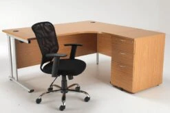 Kestral Corner Desk And Pedestal -Pro Office Shop crescent desk with ped oak
