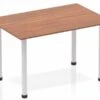 Nova Walnut Straight Table Post Leg Silver