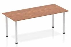 Nova Walnut Straight Table Post Leg Silver -Pro Office Shop impulse straight table 1800 walnut post leg silver