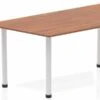 Nova Walnut Trapezium Table 1600 Walnut Post Leg Silver