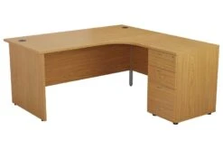 Kestral Corner Panel Desk And Pedestal -Pro Office Shop opr1612cwsrpplustesdhp3ok front 45