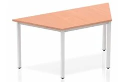 Price Point Beech Trapezium Table 1600 Box Frame Leg Silver