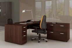 Nova Walnut Cantilever Corner Desk -Pro Office Shop roomshot 12 walnut 1
